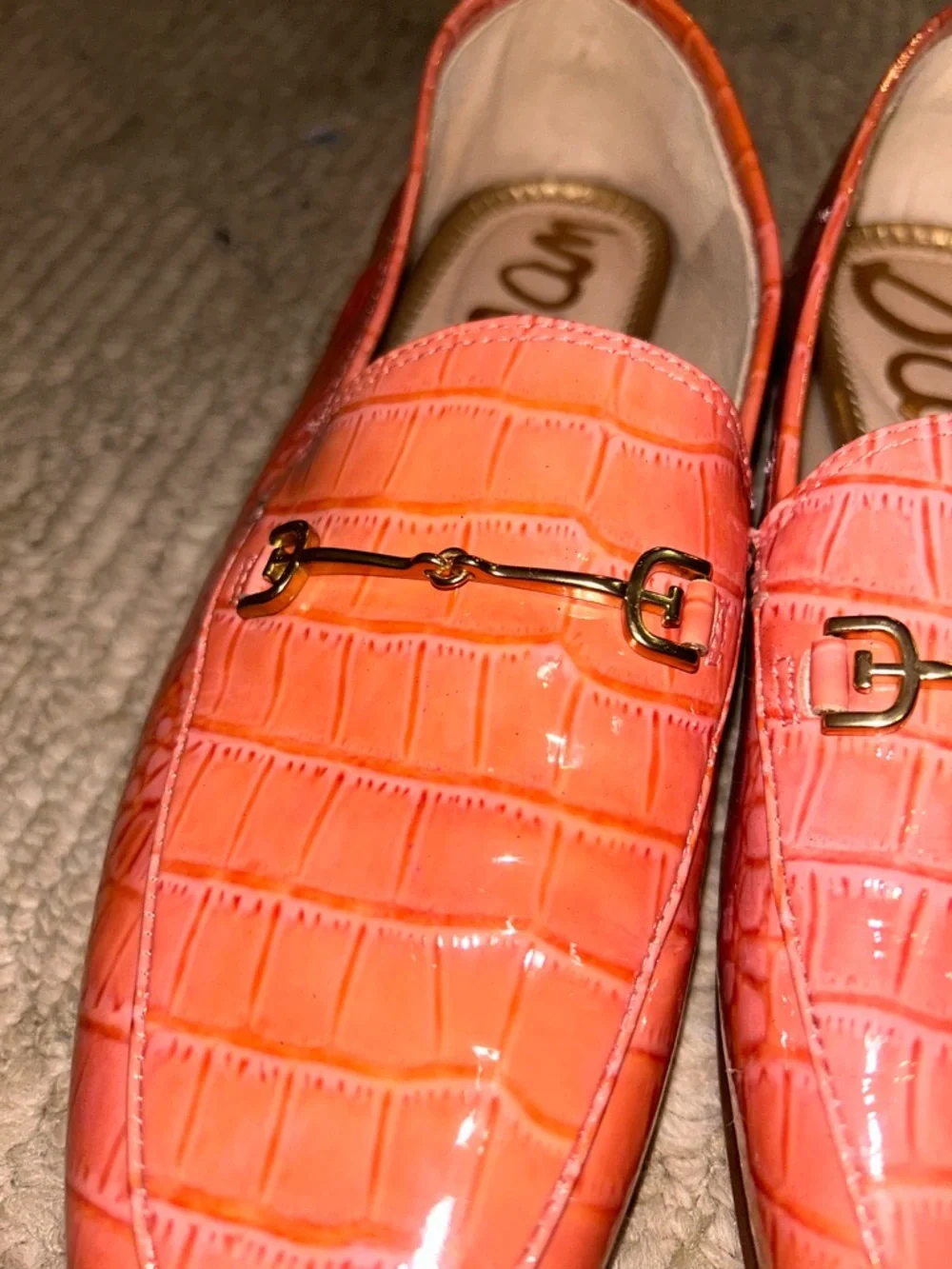 Sam Edelman Pink Croc-Embossed Leather Bit Loafer - Picture 6 of 12